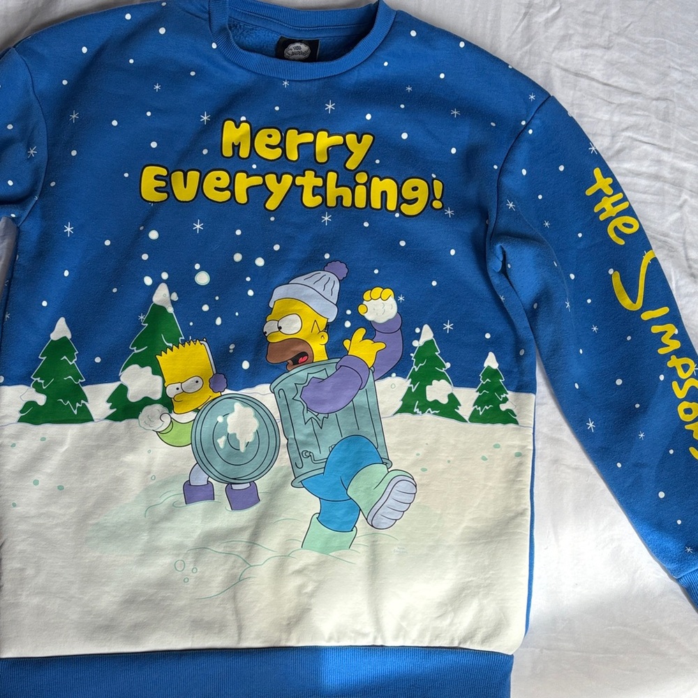 The Simpsons Blue Holiday Sweatshirt